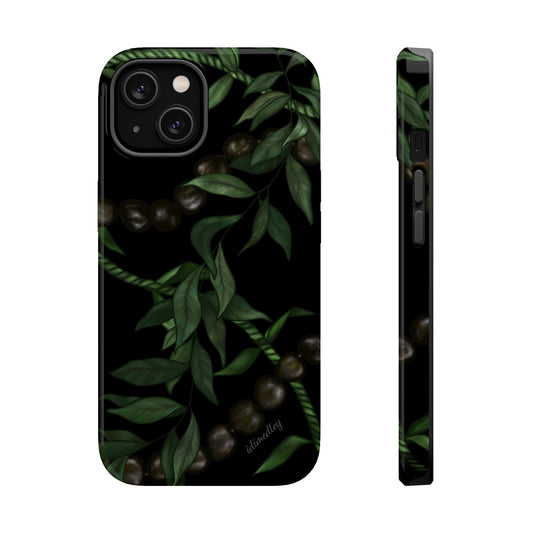 Kukui Nut, Maile, Ti Leaf Lei (Black), MAGSAFE