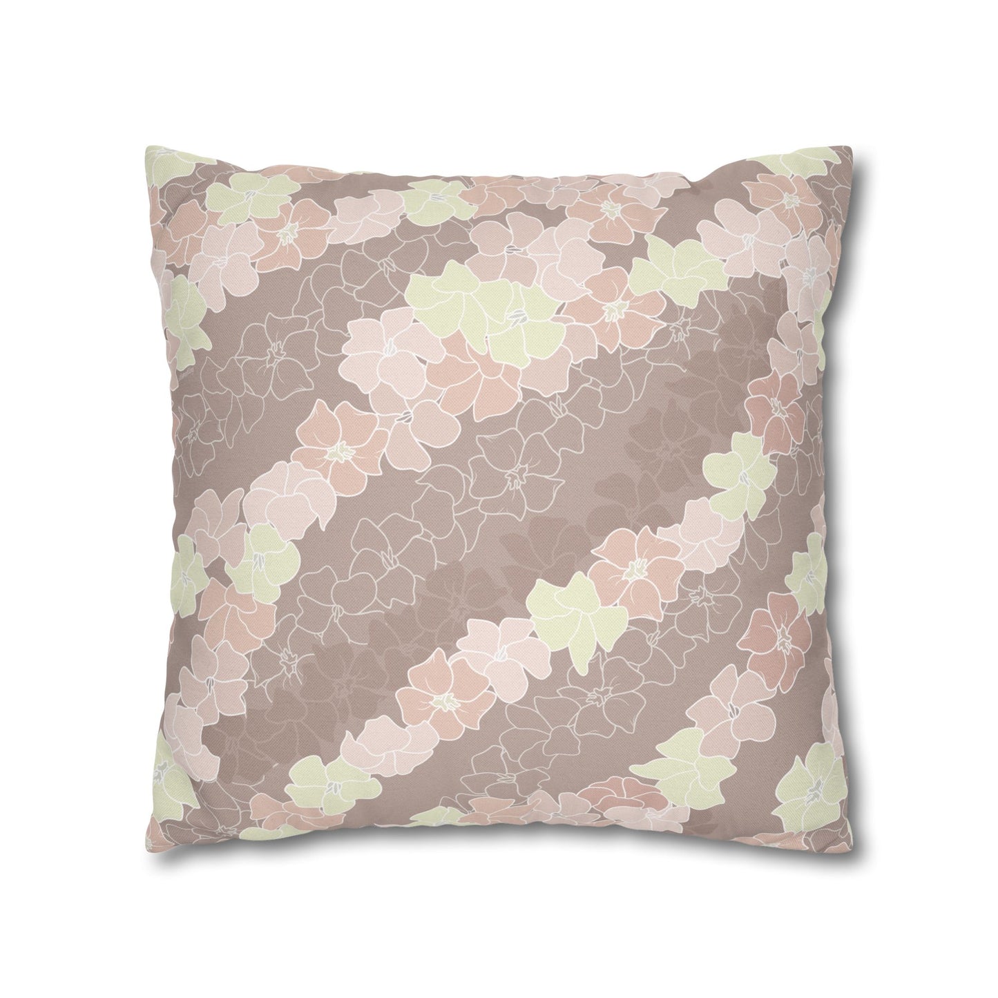 Pillow Case- Puakenikeni En Face Flower Leis in Neutral Peaches