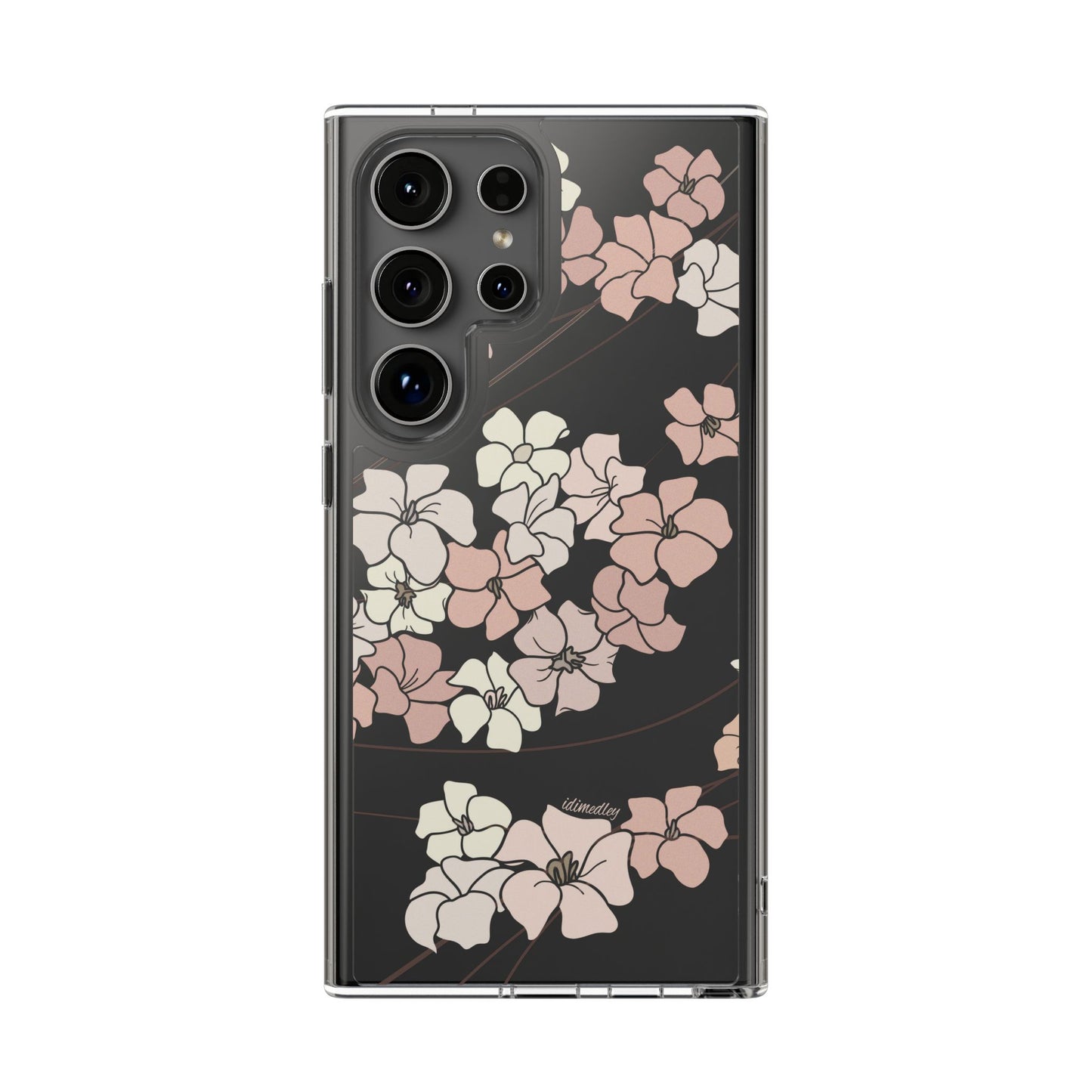 Puakenikeni En Face Flower Swirls in Peachy Pinks CLEAR Case