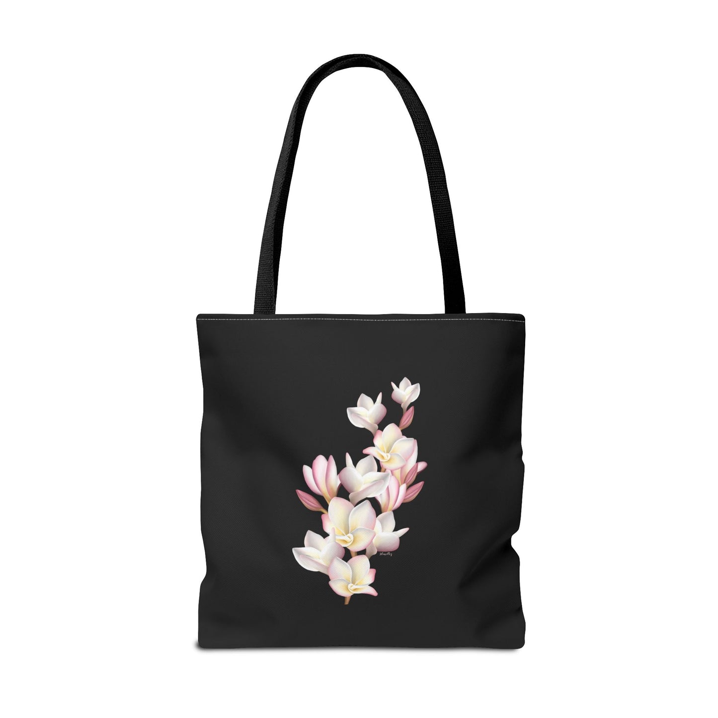 Tote bag- Plumeria Clusters Pink Lemonade (Black)