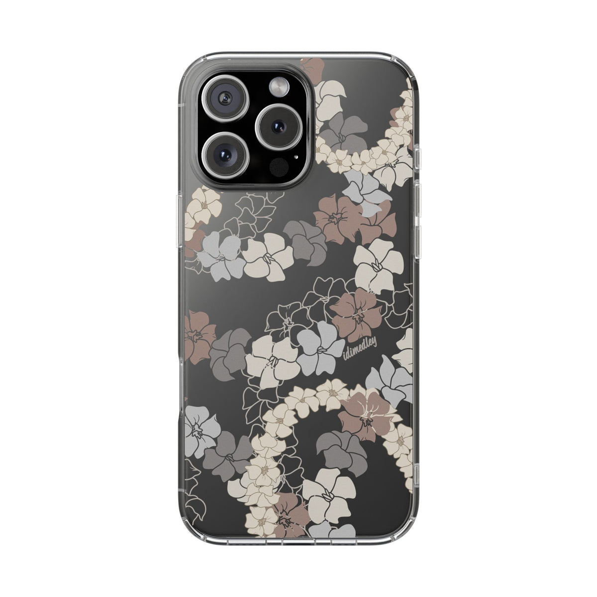 Puakenikeni En Face Flower Leis (Brown and Gray Neutrals) CLEAR Case