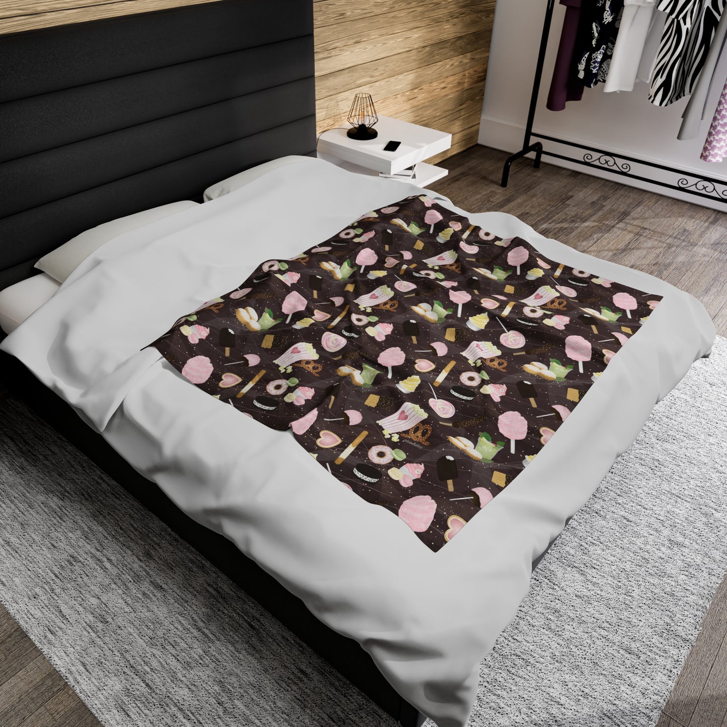 Incredibly Soft Plush Blanket- Happiest Snacks (Chocolate Brown)