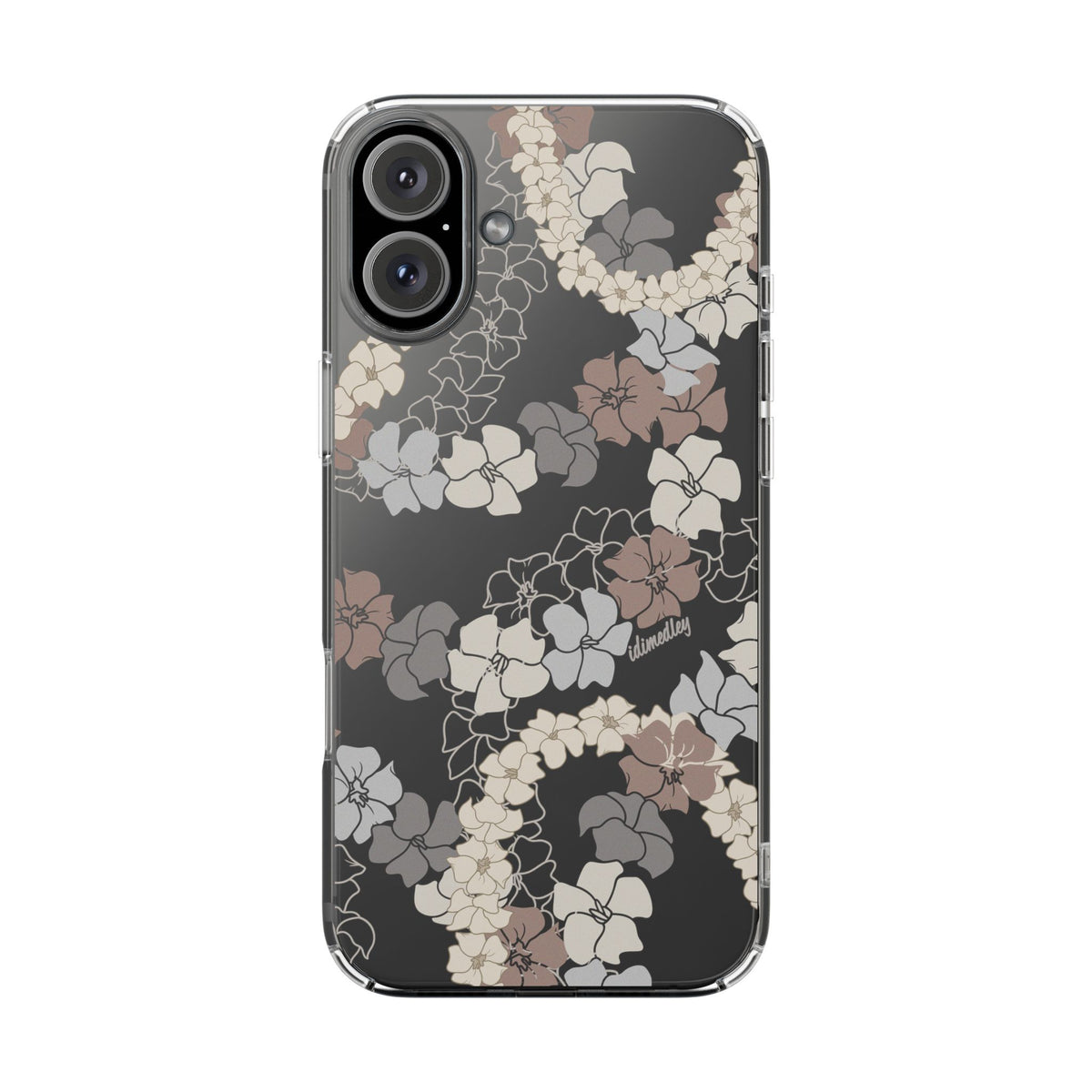 Puakenikeni En Face Flower Leis (Brown and Gray Neutrals) CLEAR Case