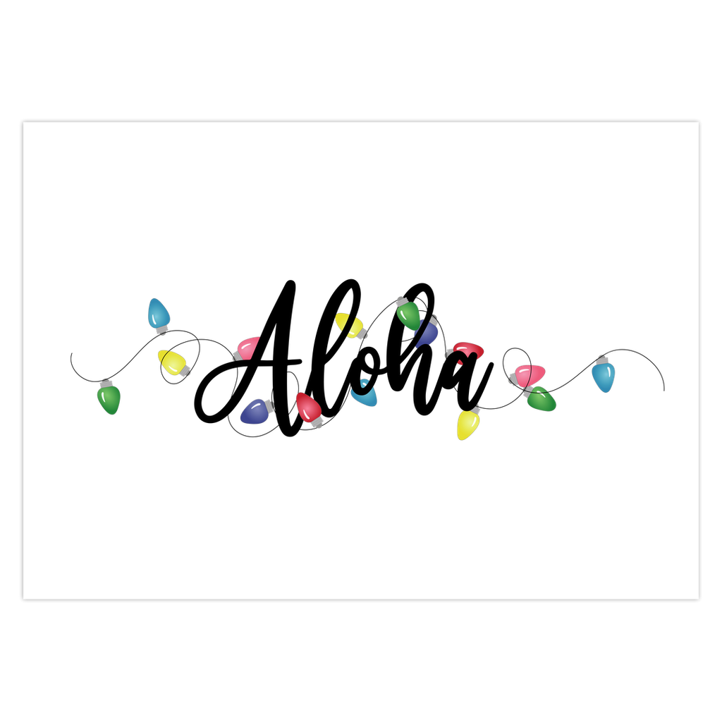 Holiday Greeting Cards (1, 5, 10, 25, 50 or 100 Pack)- Aloha Christmas Lights