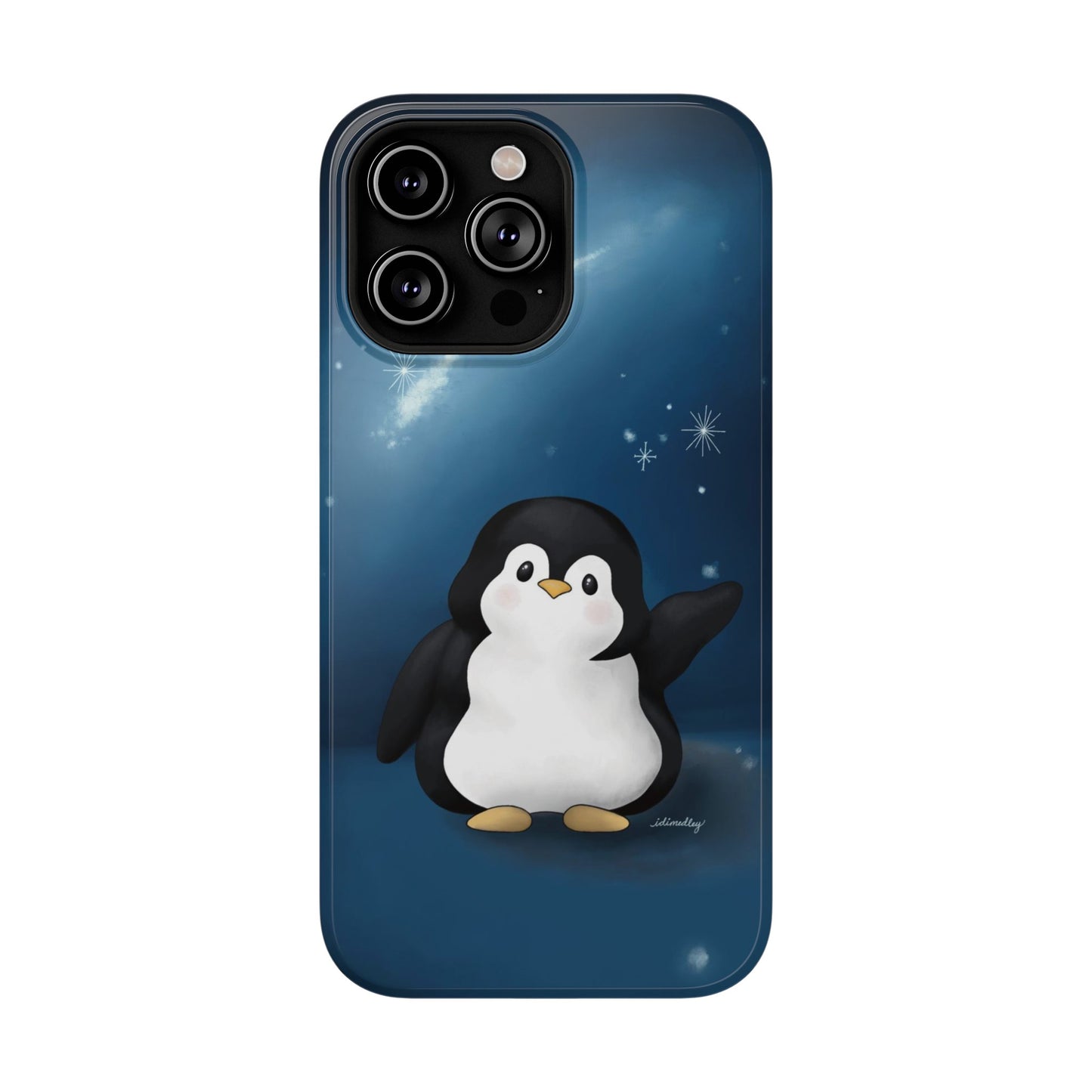 Penguin in Starry Blue Night Skies