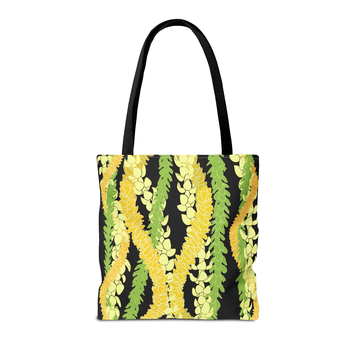 Tote bag- Triple Strand Puakenikeni, Pakalana and Ilima Leis, Black