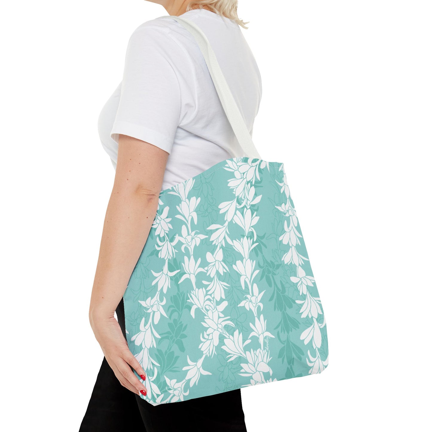 Tote bag- Tuberoses for Nohea (Seafoam)