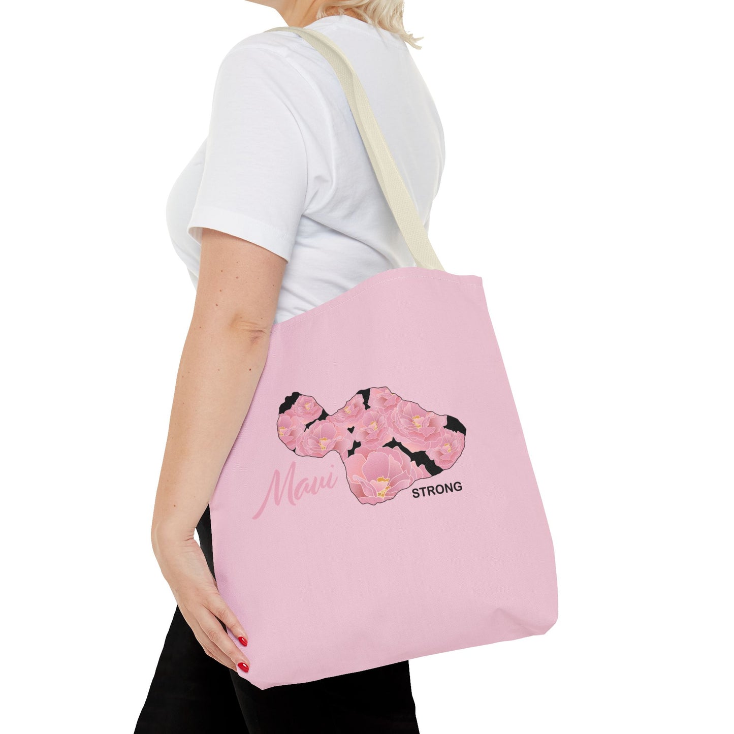 Tote bag- Maui Strong Lokelani Island Pink and Black, Proceeds Donated for Lahaina Wildfire Relief