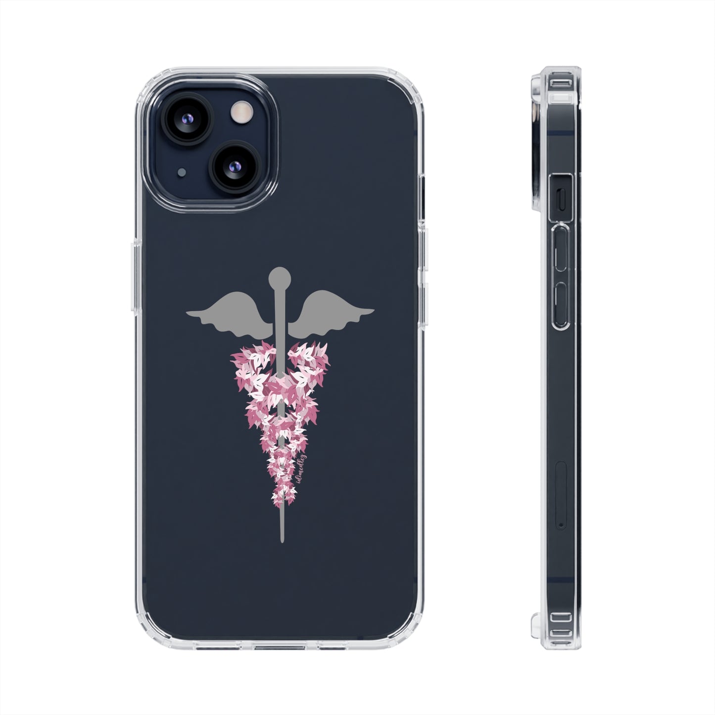 Caduceus Medical Symbol with Pink Maile Lei CLEAR Case