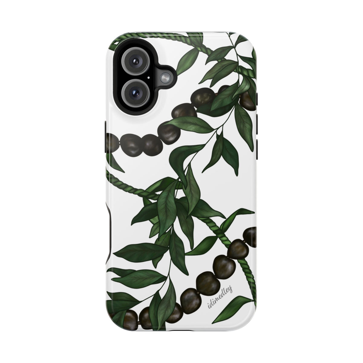 Kukui Nut, Maile, Ti Leaf Lei (White), MAGSAFE