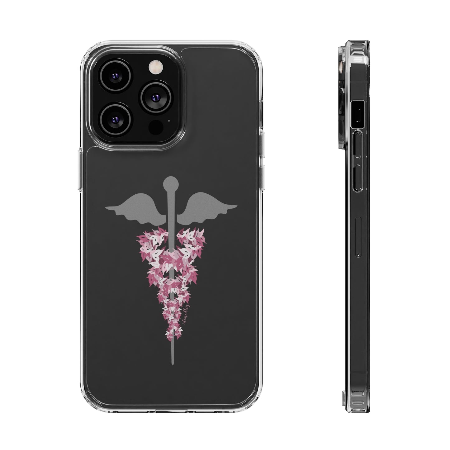 Caduceus Medical Symbol with Pink Maile Lei CLEAR Case