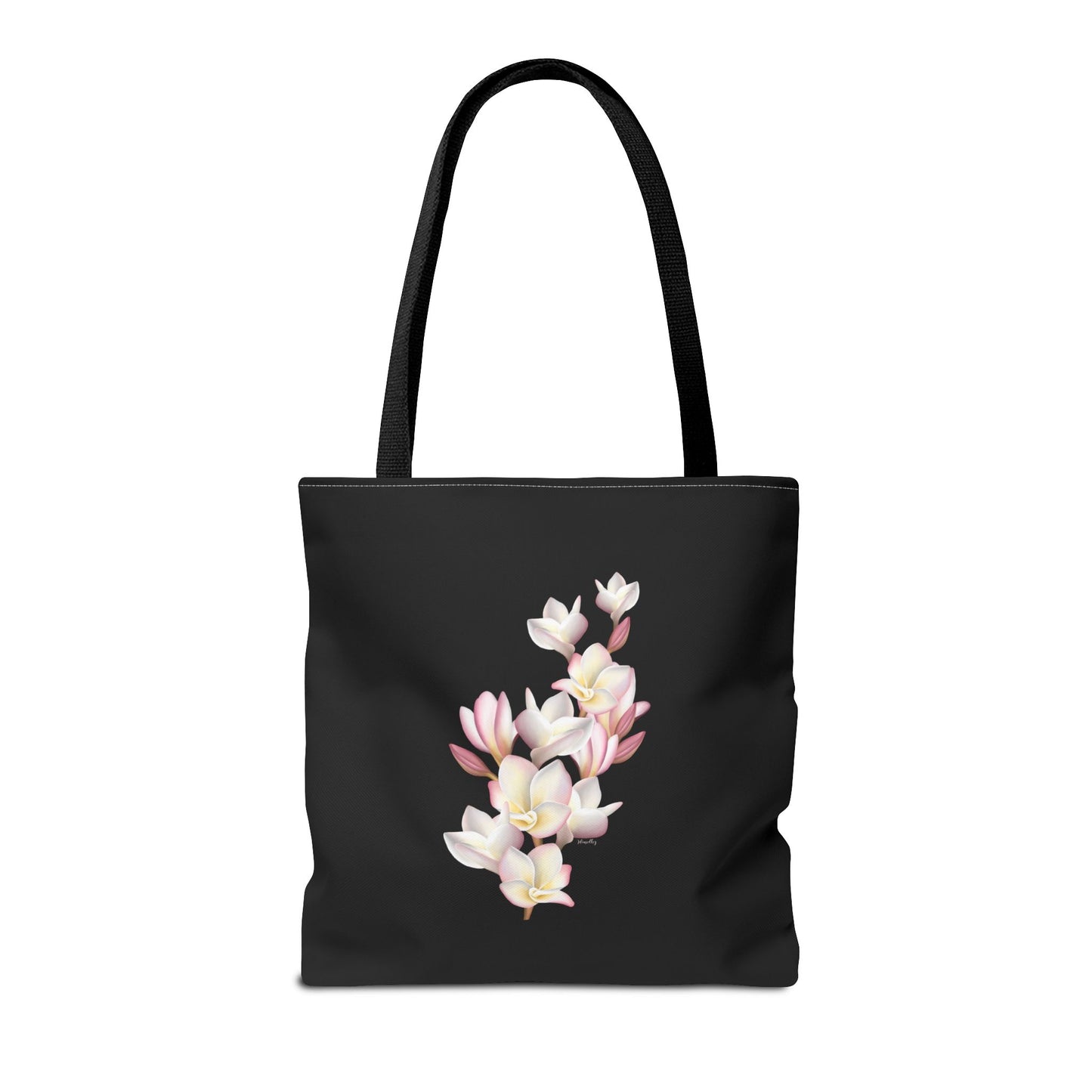 Tote bag- Plumeria Clusters Pink Lemonade (Black)