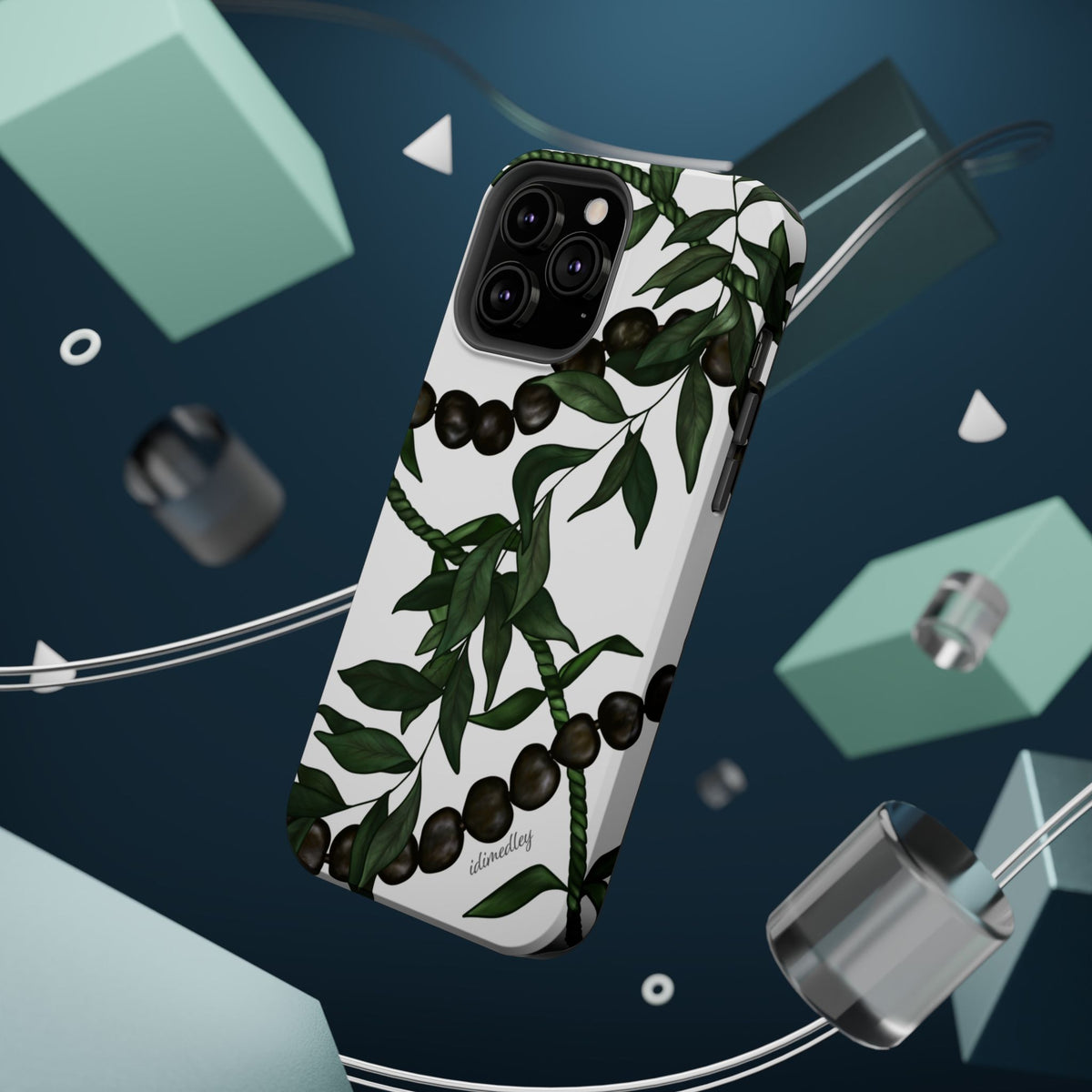 Kukui Nut, Maile, Ti Leaf Lei (White), MAGSAFE