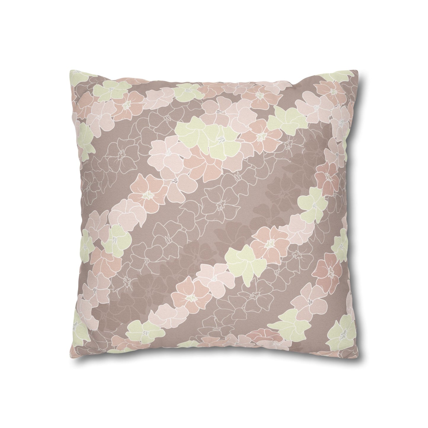 Pillow Case- Puakenikeni En Face Flower Leis in Neutral Peaches