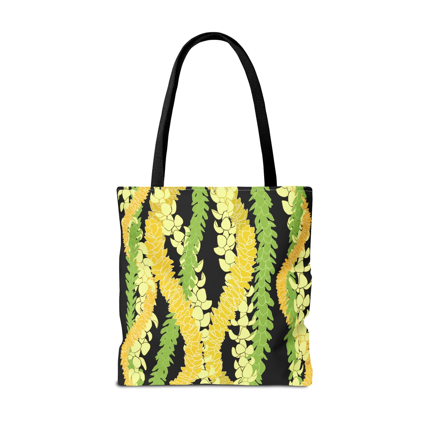 Tote bag- Triple Strand Puakenikeni, Pakalana and Ilima Leis, Black