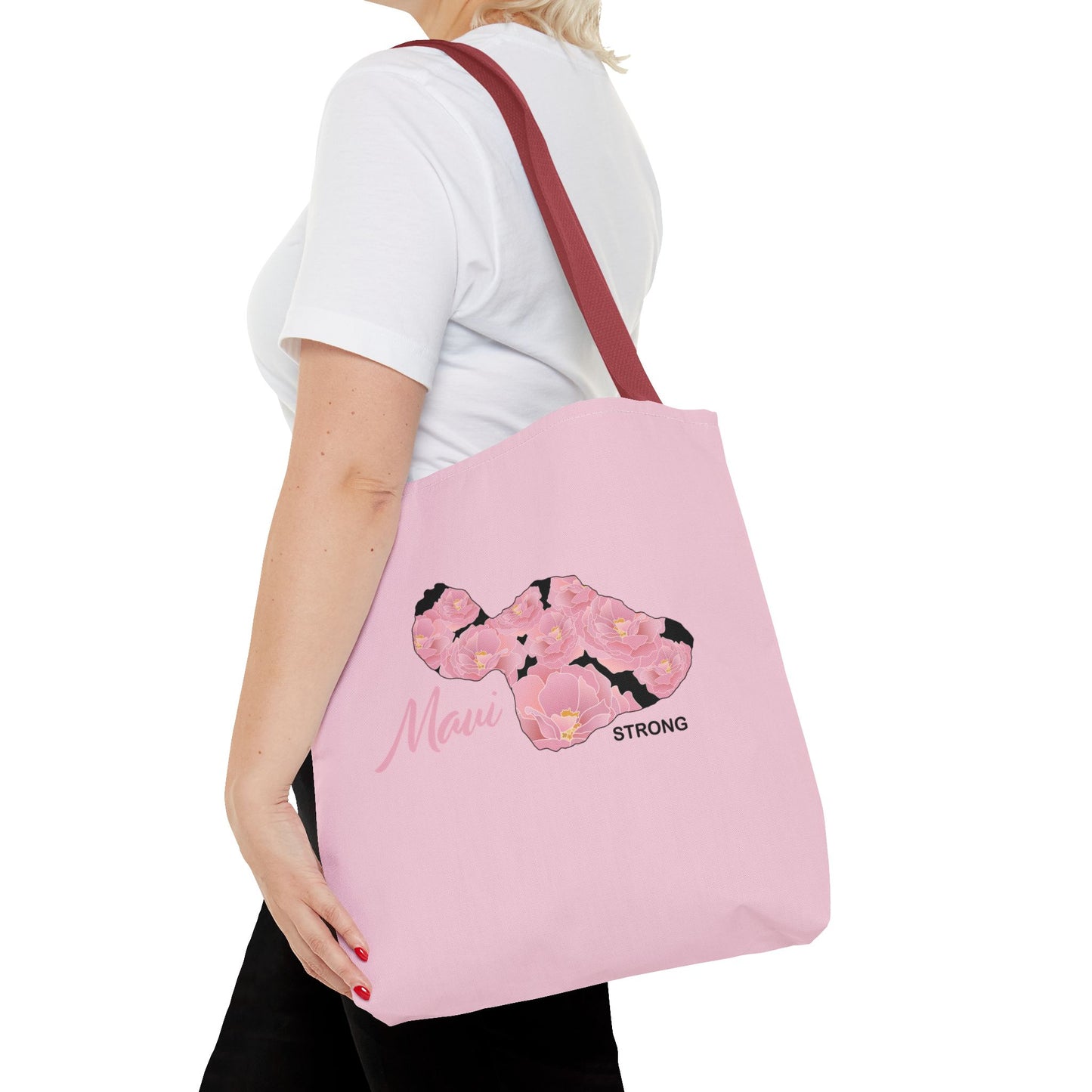 Tote bag- Maui Strong Lokelani Island Pink and Black, Proceeds Donated for Lahaina Wildfire Relief