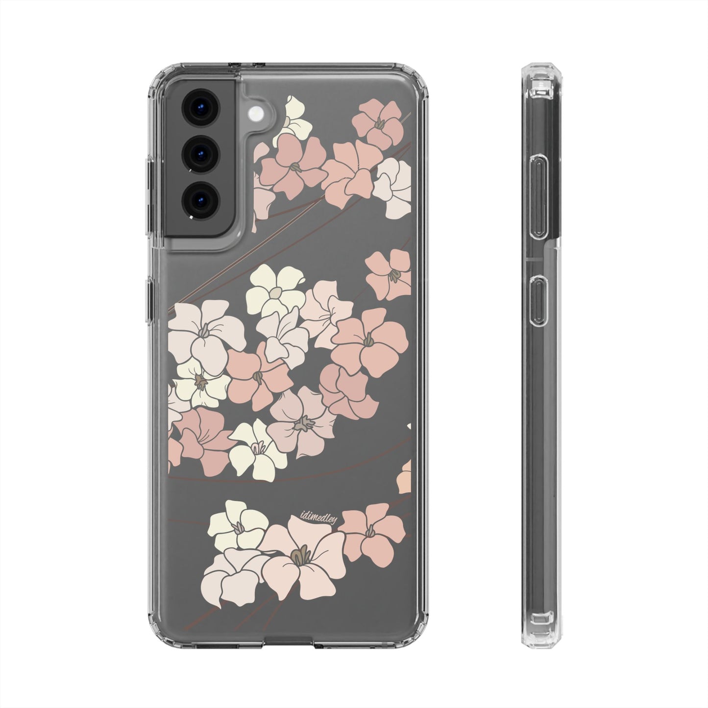 Puakenikeni En Face Flower Swirls in Peachy Pinks CLEAR Case