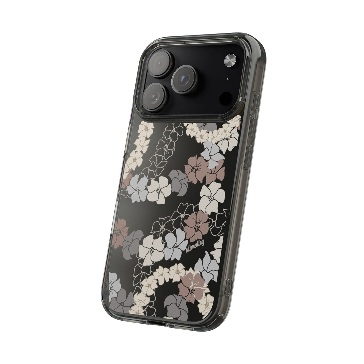 Puakenikeni En Face Flower Leis (Brown and Gray Neutrals) CLEAR Case