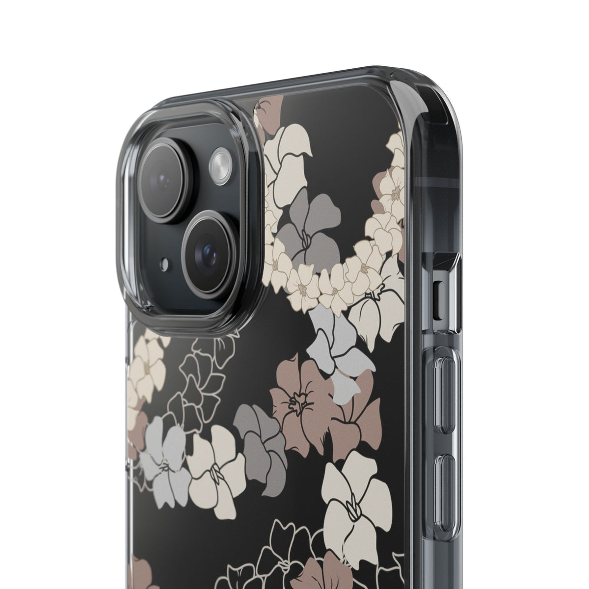 Puakenikeni En Face Flower Leis (Brown and Gray Neutrals) CLEAR Case