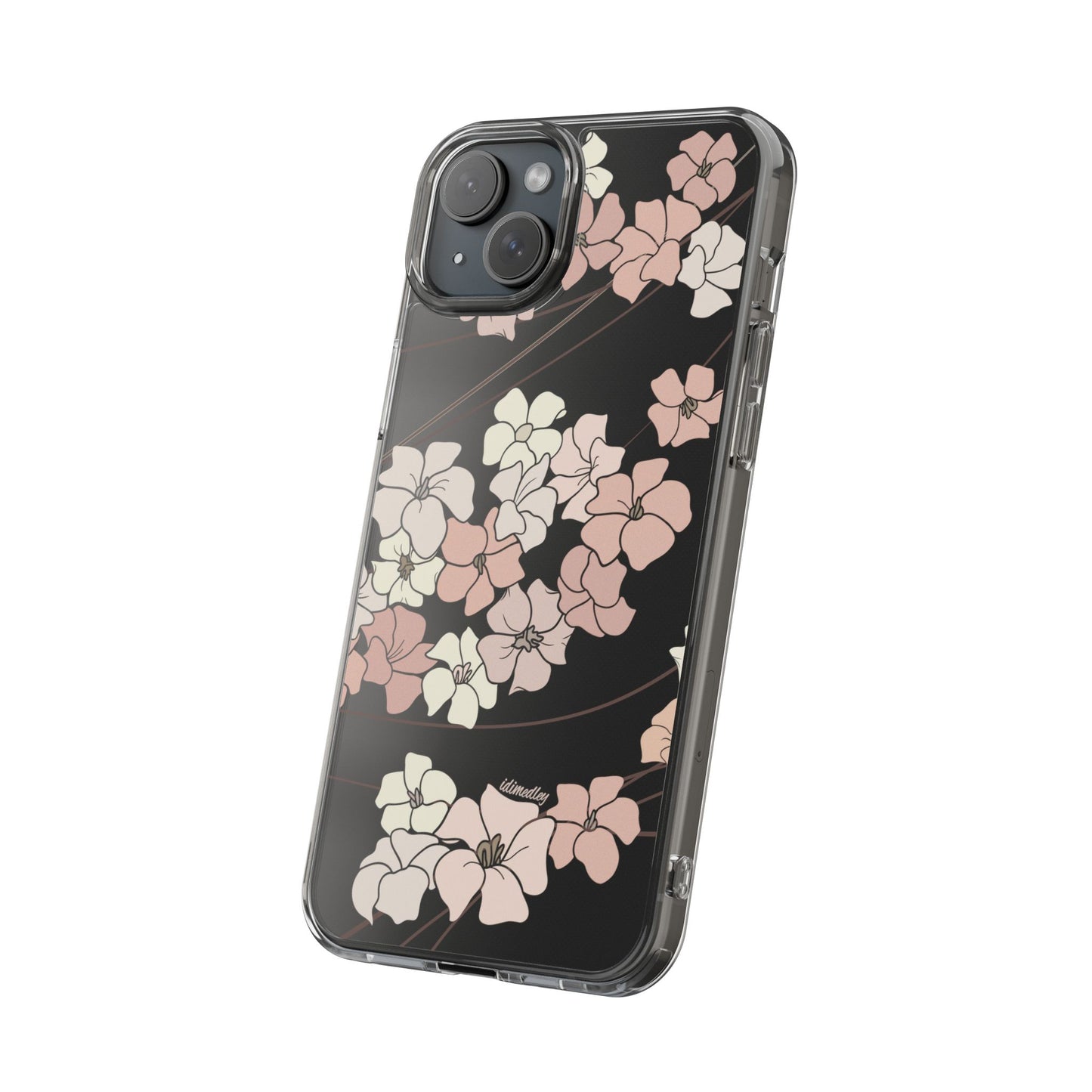 Puakenikeni En Face Flower Swirls in Peachy Pinks CLEAR Case