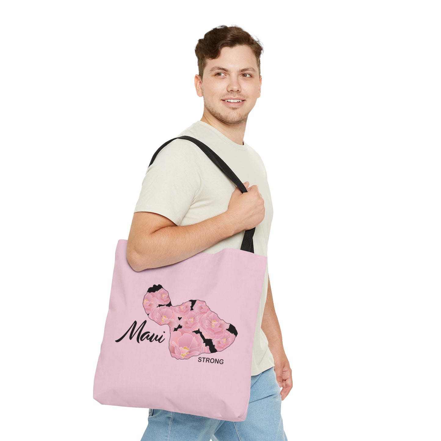 Tote bag- Maui Strong Lokelani Island Pink and Black, Proceeds Donated for Lahaina Wildfire Relief