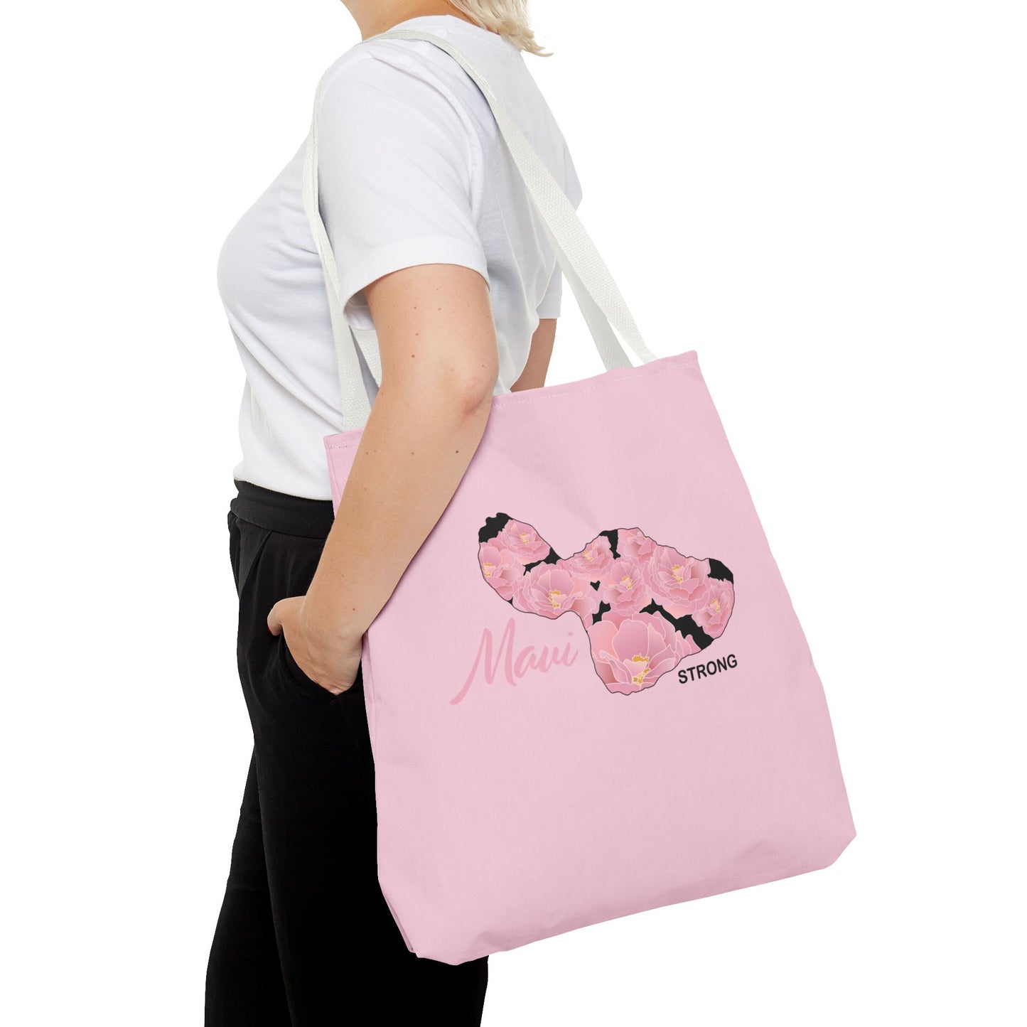 Tote bag- Maui Strong Lokelani Island Pink and Black, Proceeds Donated for Lahaina Wildfire Relief