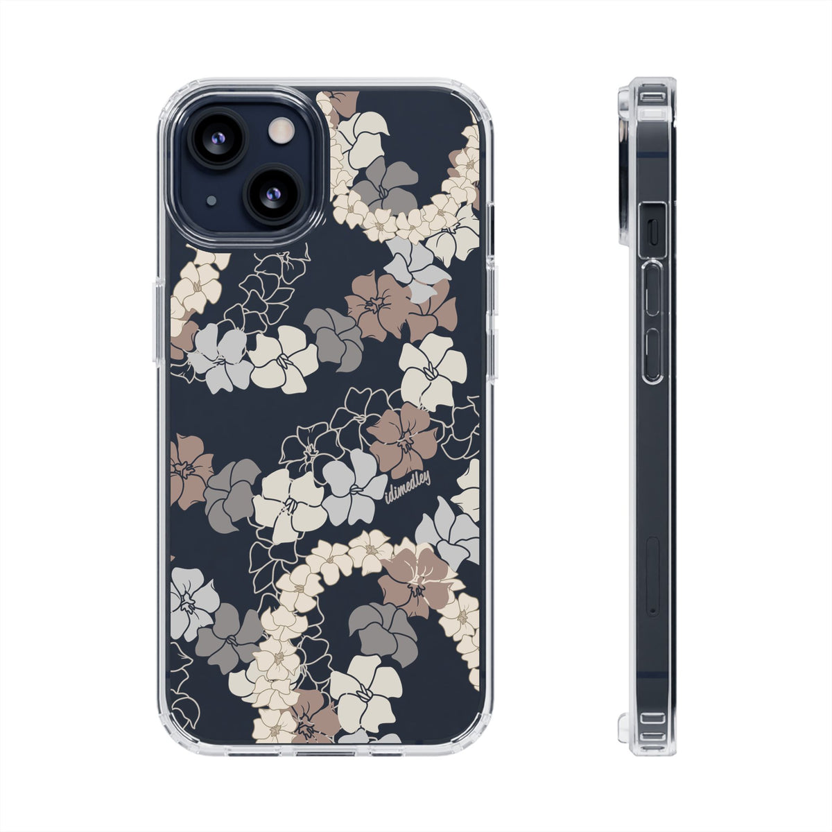 Puakenikeni En Face Flower Leis (Brown and Gray Neutrals) CLEAR Case