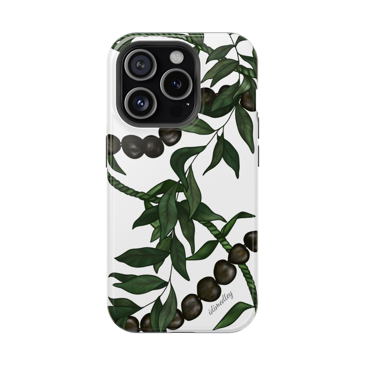 Kukui Nut, Maile, Ti Leaf Lei (White), MAGSAFE