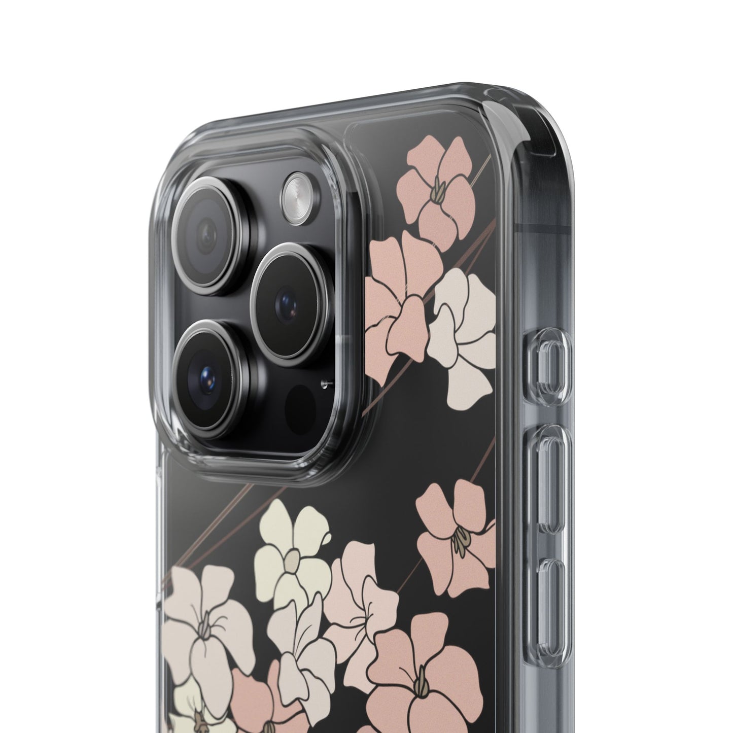 Puakenikeni En Face Flower Swirls in Peachy Pinks CLEAR Case