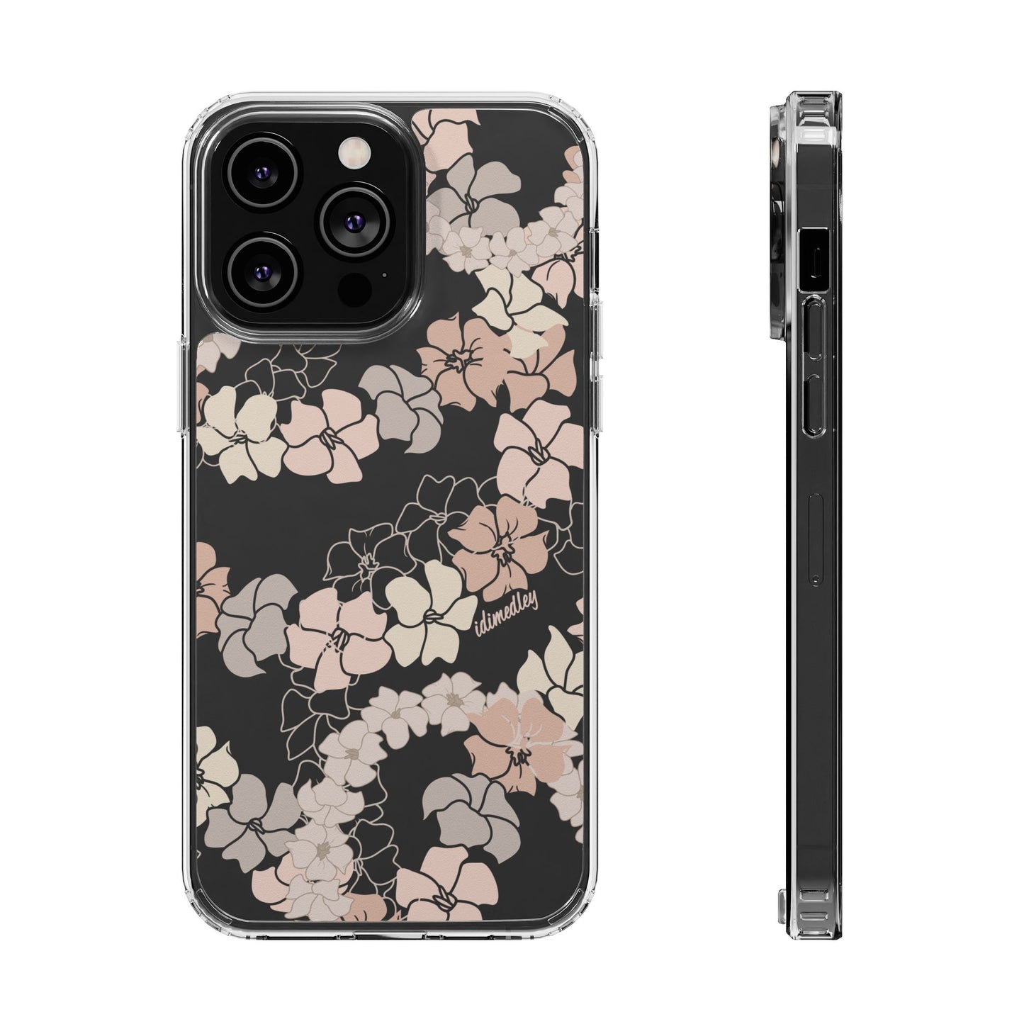 Puakenikeni En Face Flower Leis (Peachy Pinks) CLEAR Case