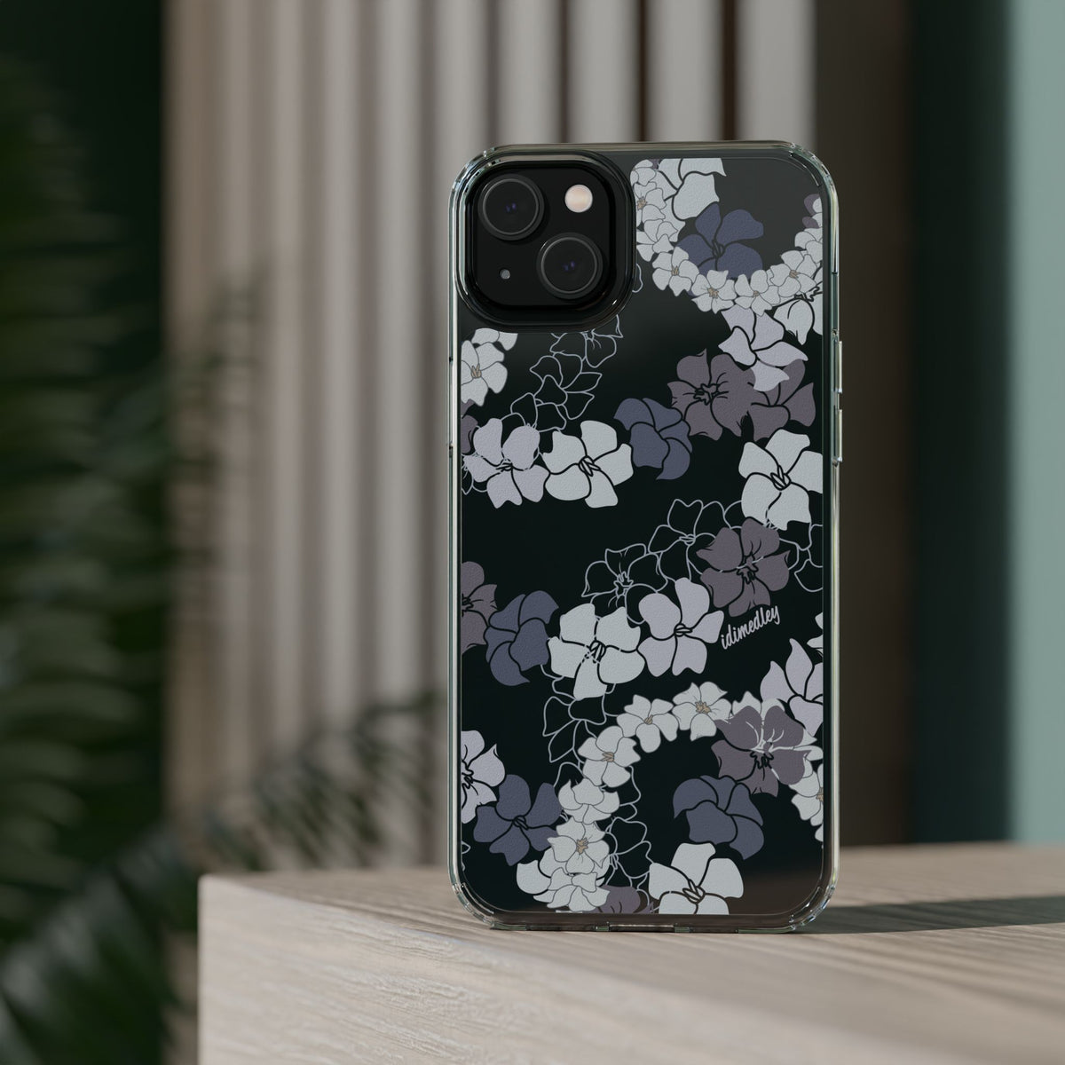 Puakenikeni En Face Flower Leis (Blue and Purple) CLEAR Case