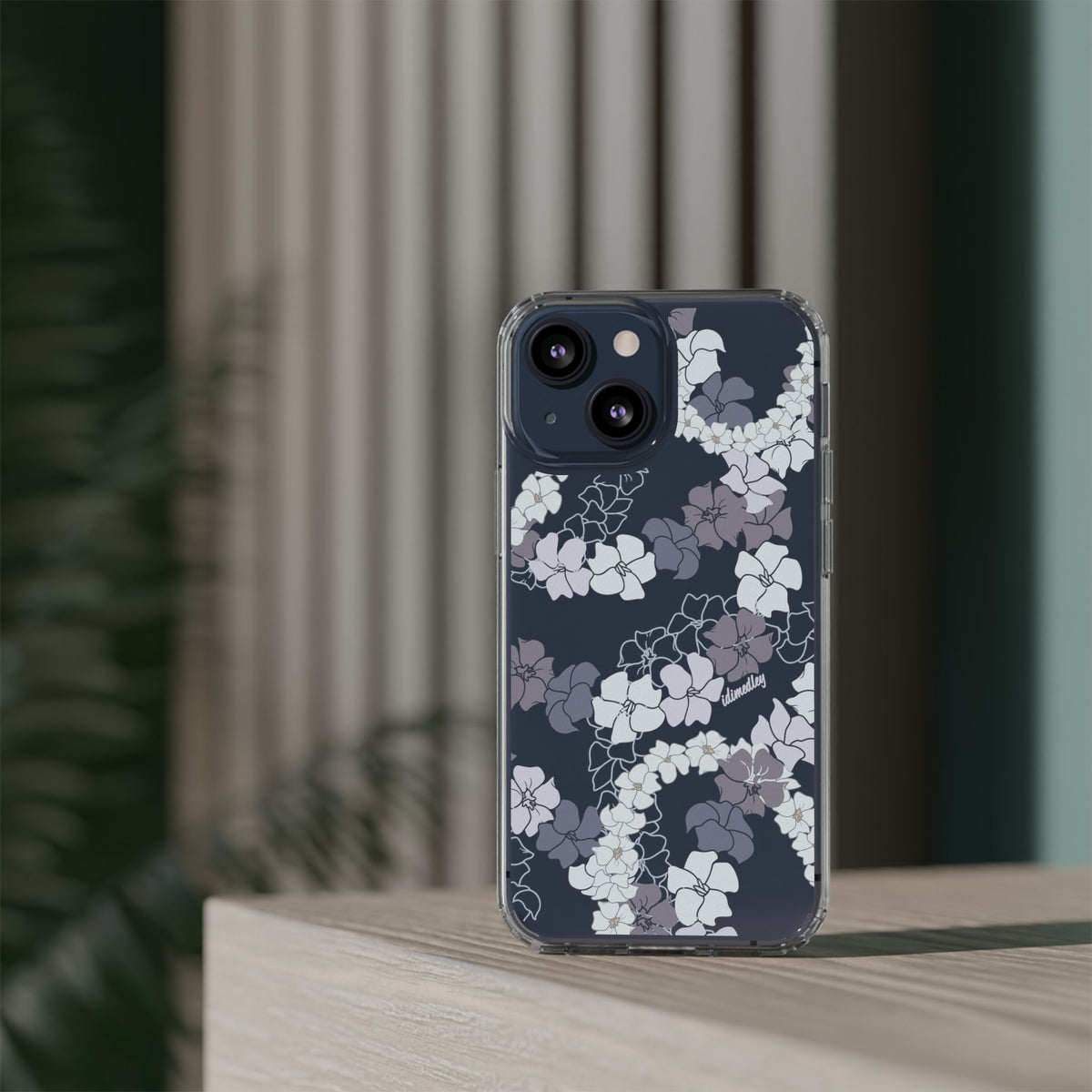 Puakenikeni En Face Flower Leis (Blue and Purple) CLEAR Case