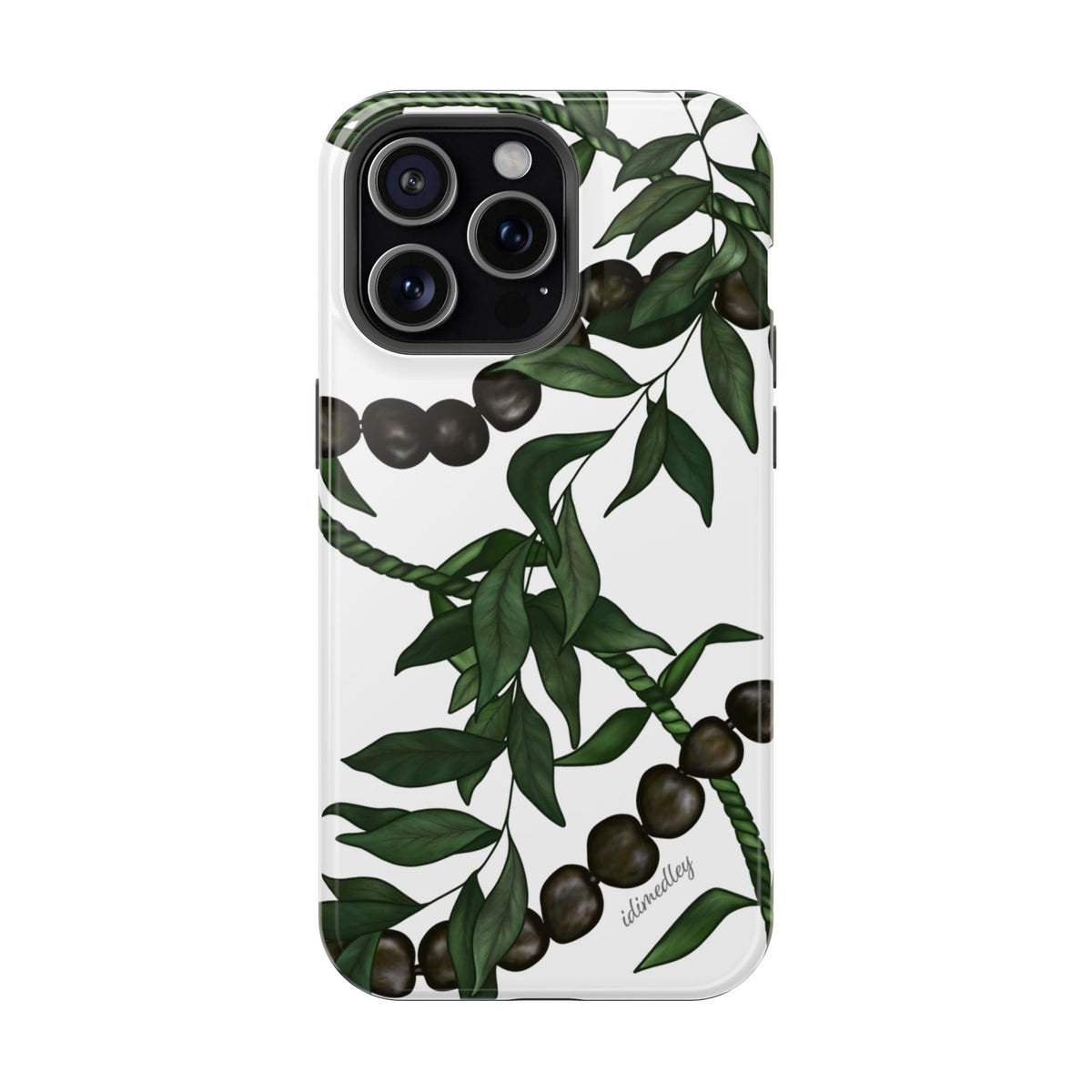 Kukui Nut, Maile, Ti Leaf Lei (White), MAGSAFE
