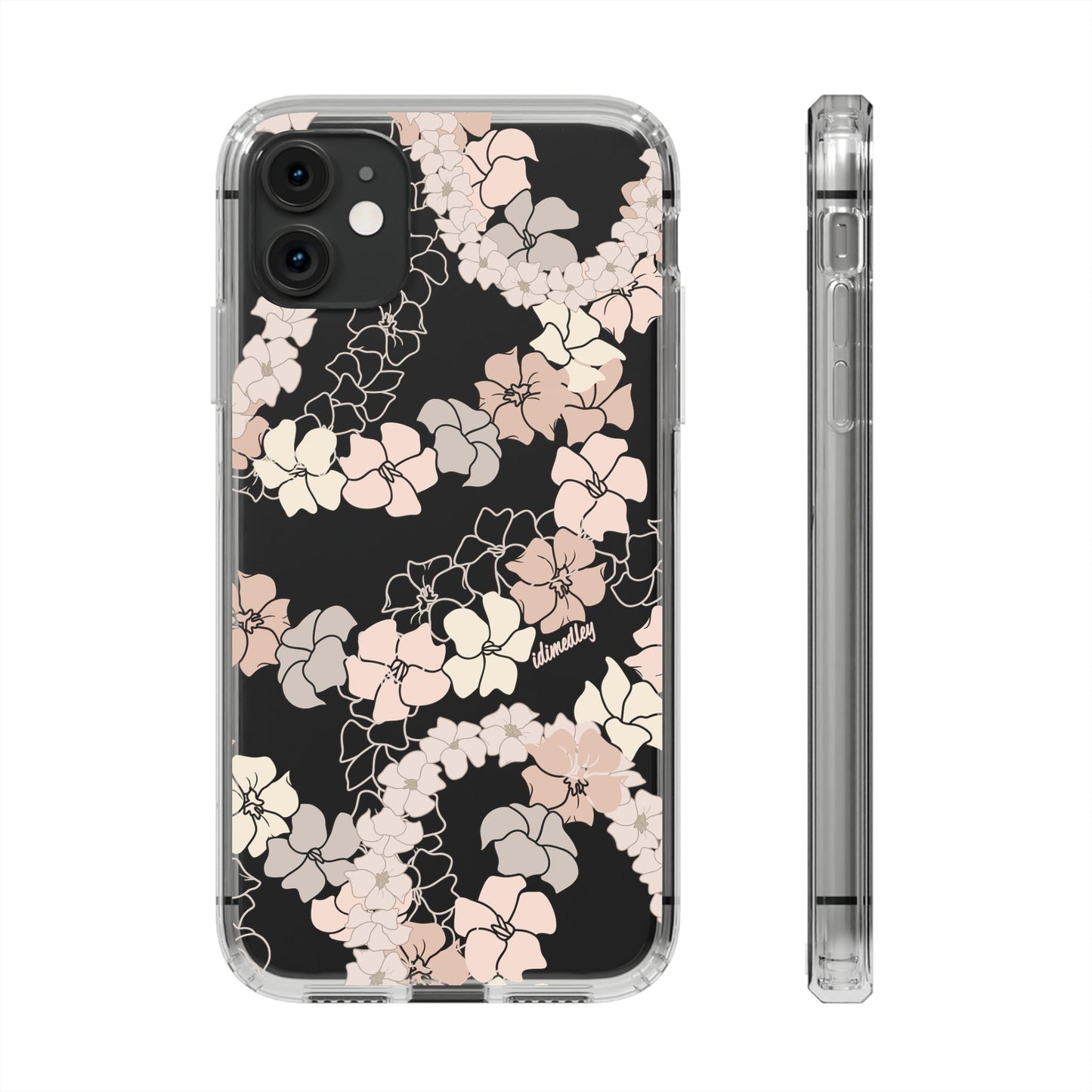 Puakenikeni En Face Flower Leis (Peachy Pinks) CLEAR Case