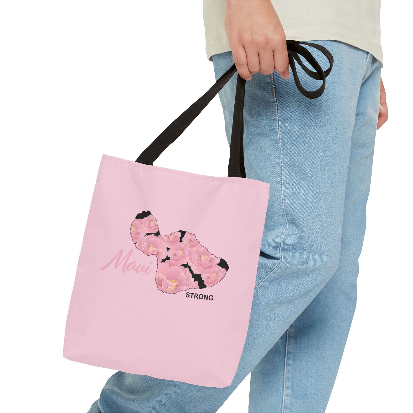 Tote bag- Maui Strong Lokelani Island Pink and Black, Proceeds Donated for Lahaina Wildfire Relief