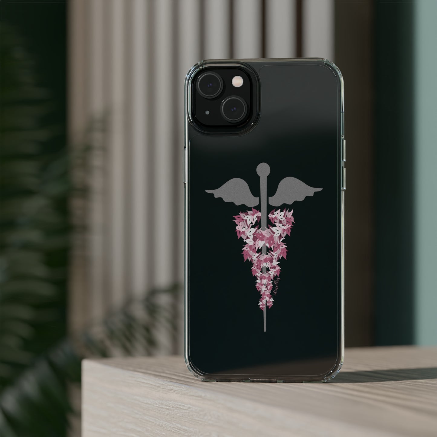 Caduceus Medical Symbol with Pink Maile Lei CLEAR Case