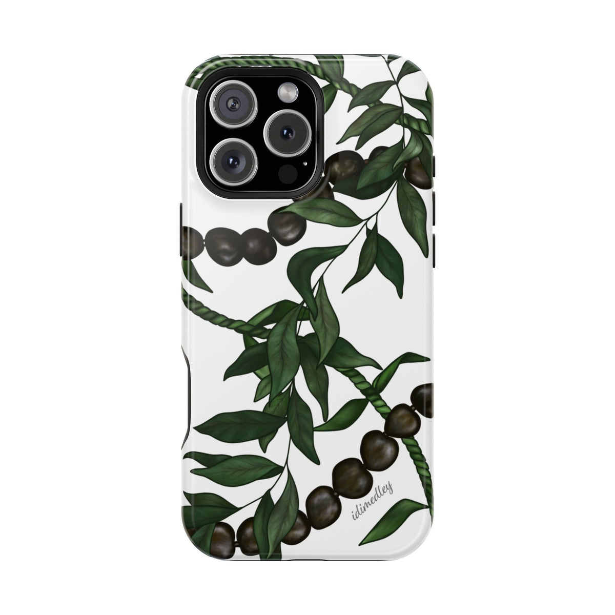 Kukui Nut, Maile, Ti Leaf Lei (White), MAGSAFE