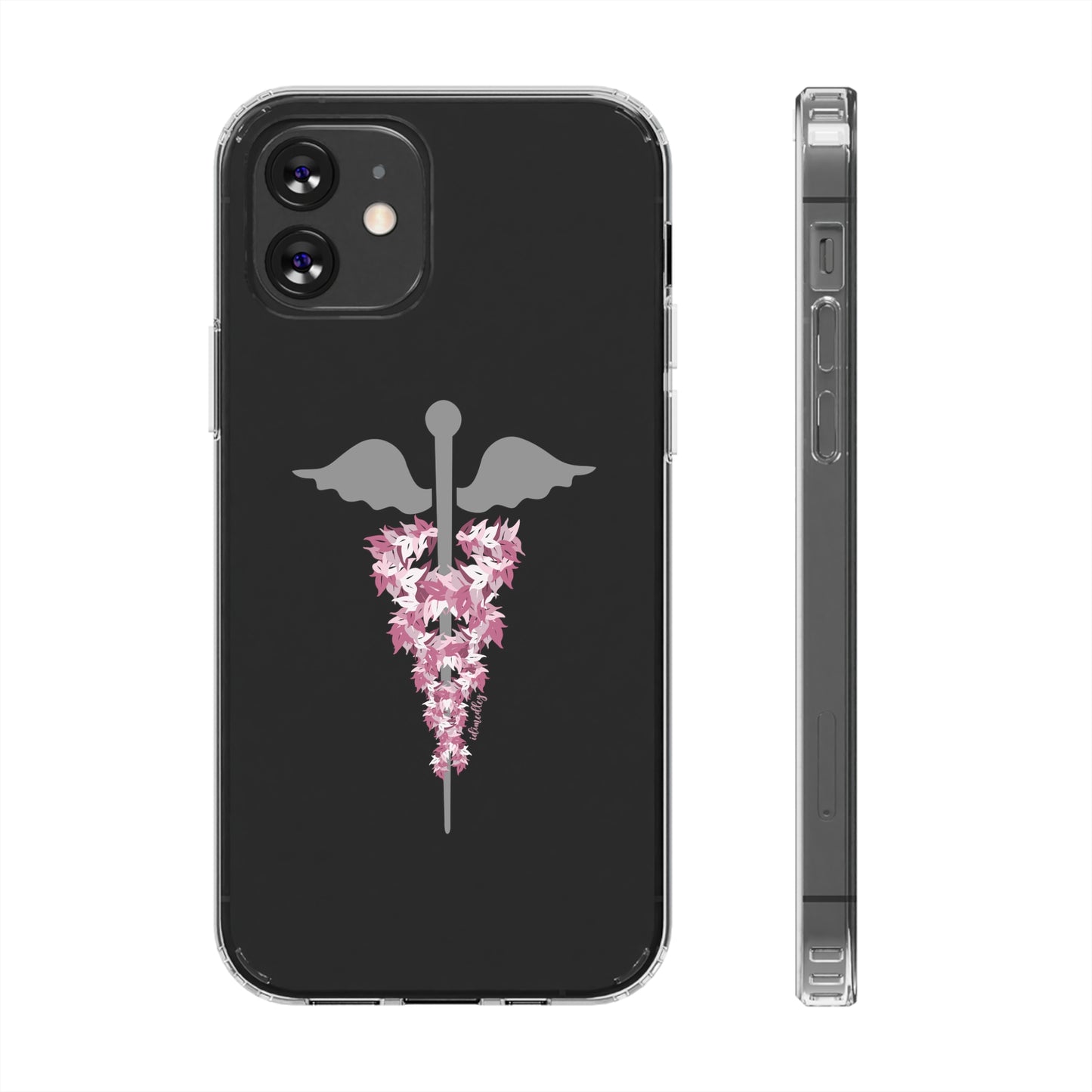 Caduceus Medical Symbol with Pink Maile Lei CLEAR Case