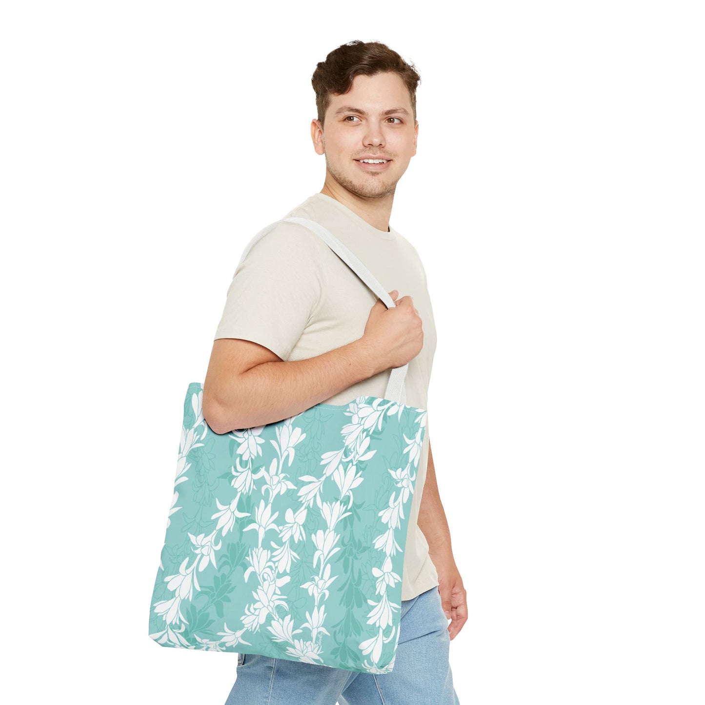 Tote bag- Tuberoses for Nohea (Seafoam)