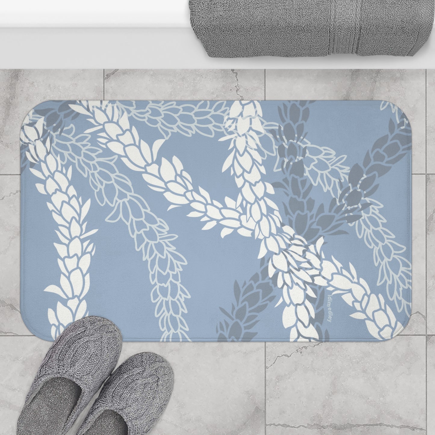 Bath Mat- Pikake Wishes (Cyan Blue)