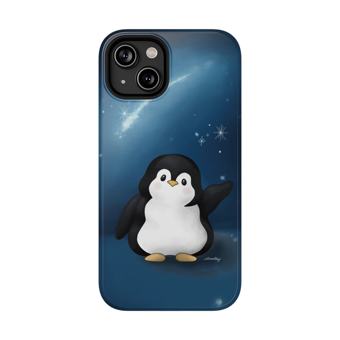 Penguin in Starry Blue Night Skies