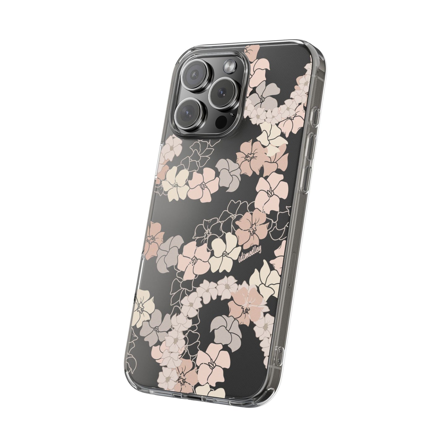 Puakenikeni En Face Flower Leis (Peachy Pinks) CLEAR Case