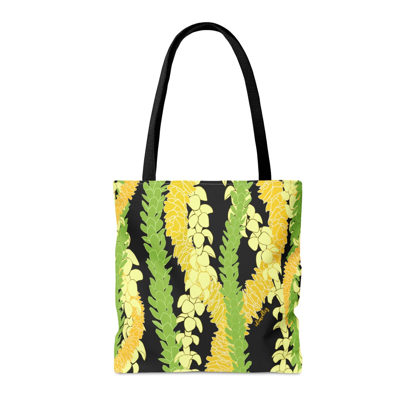 Tote bag- Triple Strand Ilima, Pakalana and Puakenikeni Leis in Black