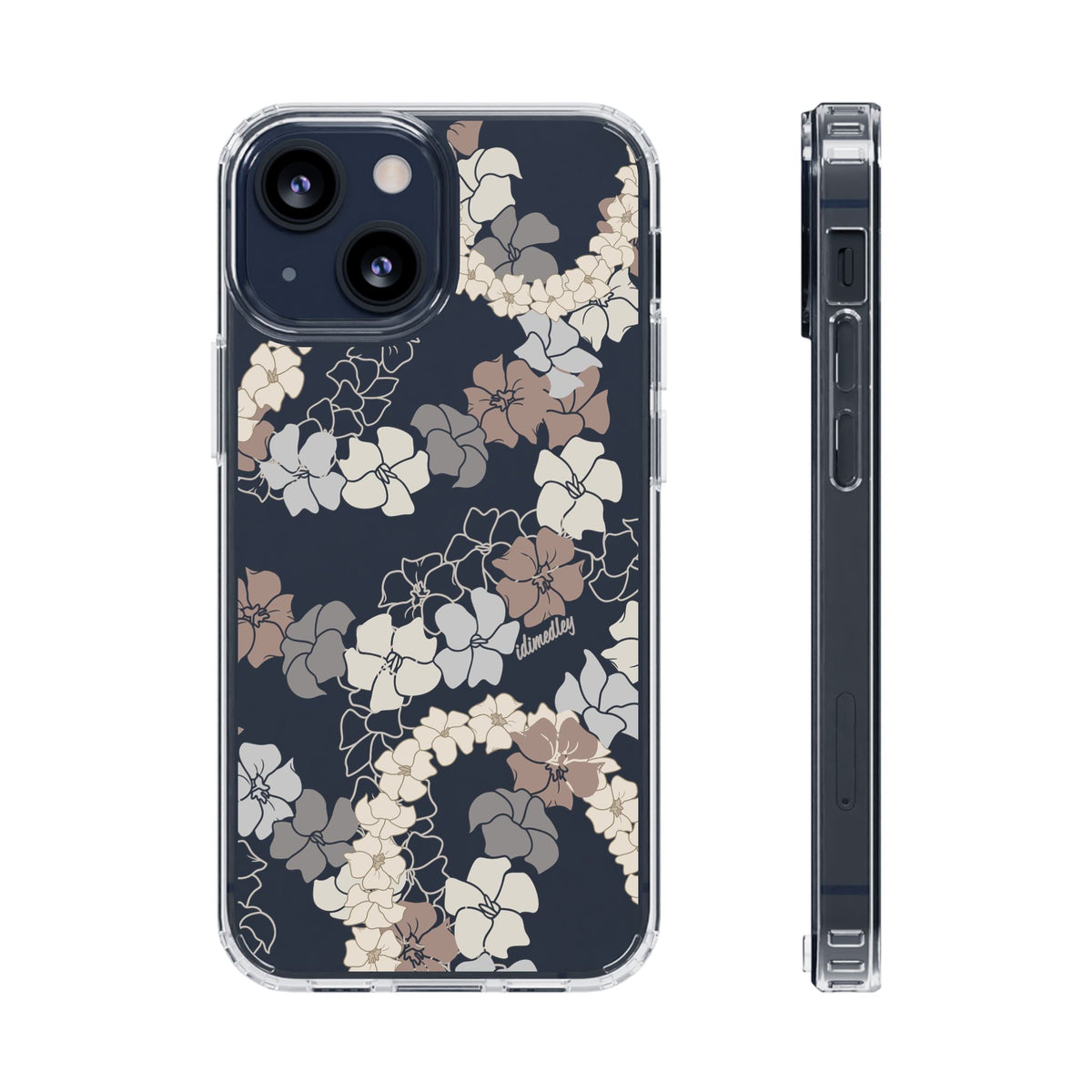 Puakenikeni En Face Flower Leis (Brown and Gray Neutrals) CLEAR Case
