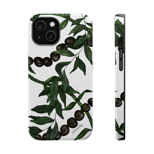 Kukui Nut, Maile, Ti Leaf Lei (White), MAGSAFE