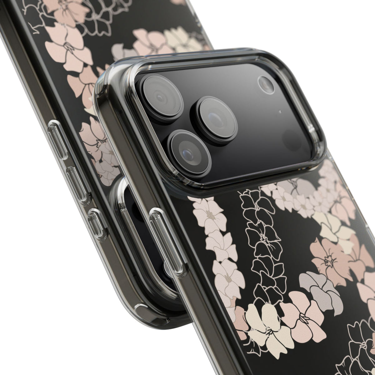 Puakenikeni En Face Flower Leis (Peachy Pinks) CLEAR Case
