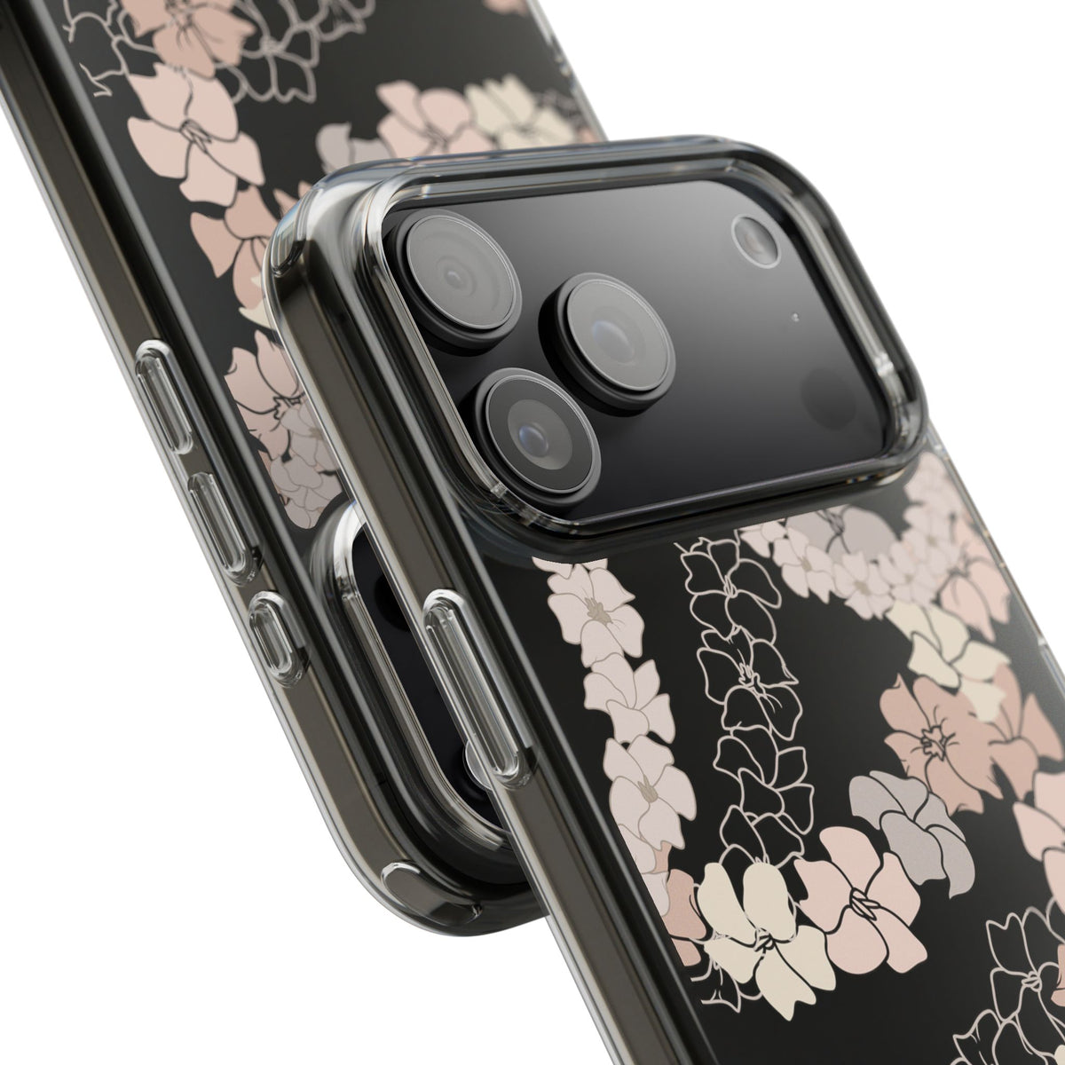 Puakenikeni En Face Flower Leis (Peachy Pinks) CLEAR Case