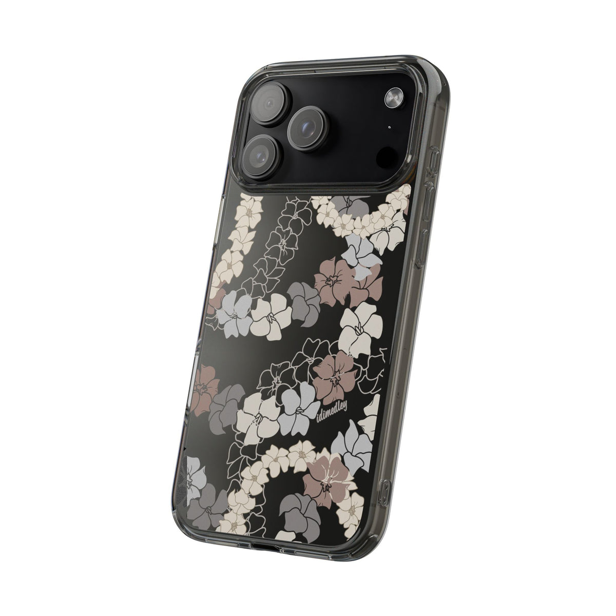 Puakenikeni En Face Flower Leis (Brown and Gray Neutrals) CLEAR Case