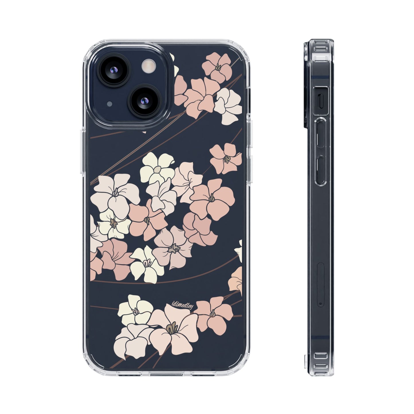 Puakenikeni En Face Flower Swirls in Peachy Pinks CLEAR Case