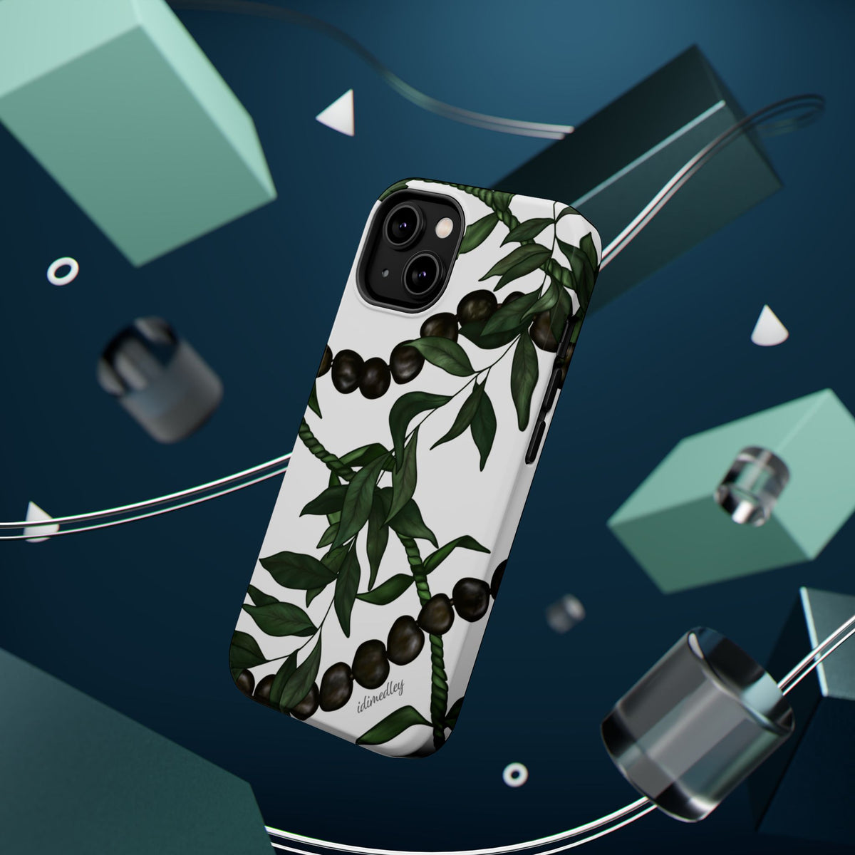 Kukui Nut, Maile, Ti Leaf Lei (White), MAGSAFE